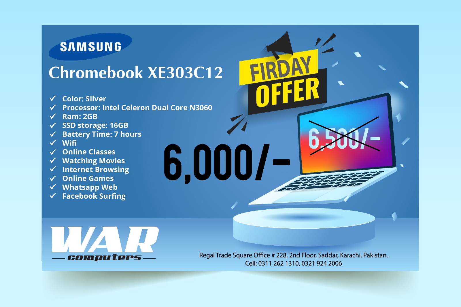 Samsung Series 4 | Chromebook XE303C12 | 16GB Storage | 2GB RAM | Dual-core | 11.6 Inch Display | Silver Color | Chromebook